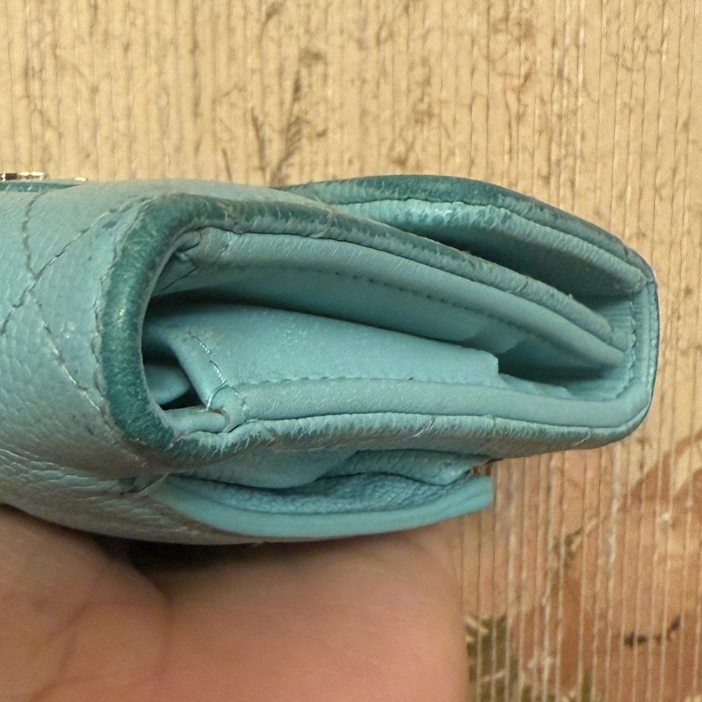CHANEL Tiffany Blue Quilted Caviar Leather Compact Leather Wallet - Picture 8 of 17